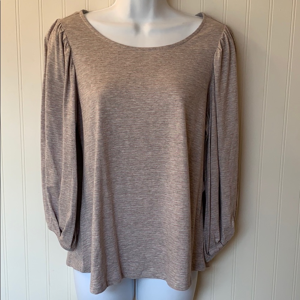 a.n.a Pleated Sleeve Striped Knit Top Size Small